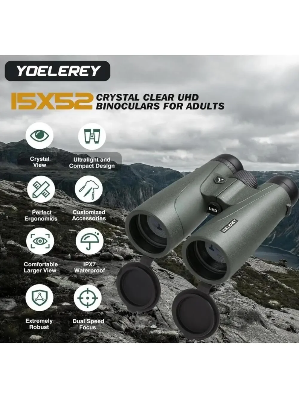 Yoelerey Binoculars for Adults High Powered with Phone Adapter, Bino Case